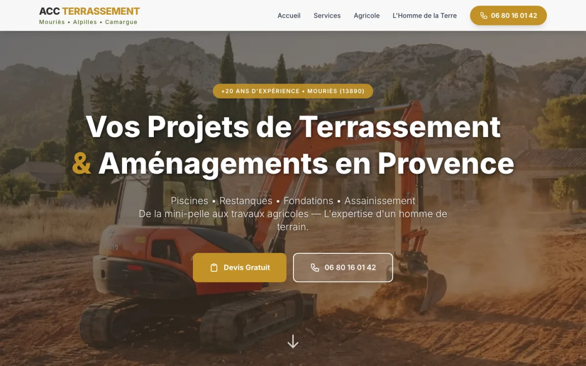 Capture du site ACC Terrassement