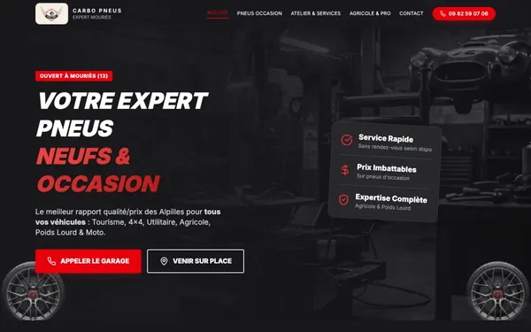 Capture du site Carbo Pneus