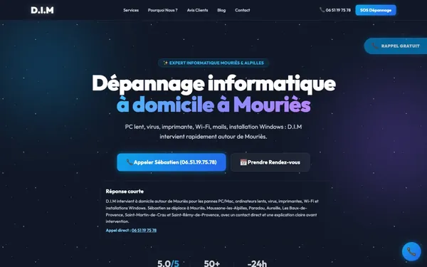Capture du site D.I.M Dépannage Informatique