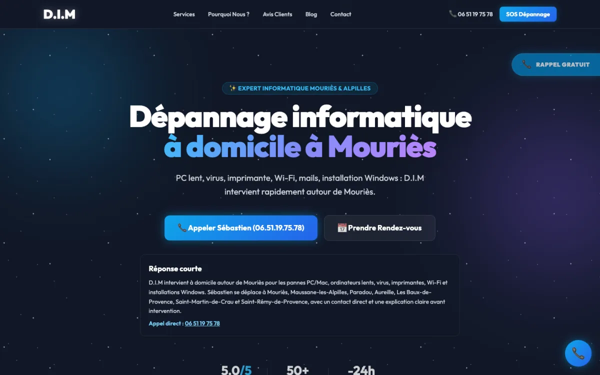 Capture du site D.I.M Dépannage Informatique